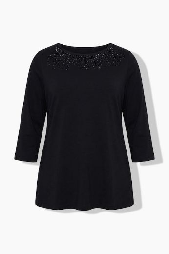 Moda za polnejše Majica 3/4 rukava lađa izreza s ukrasnim kamenčićima plus velikost, xxl, Ulla Popken in Johann Popken (JP1880)