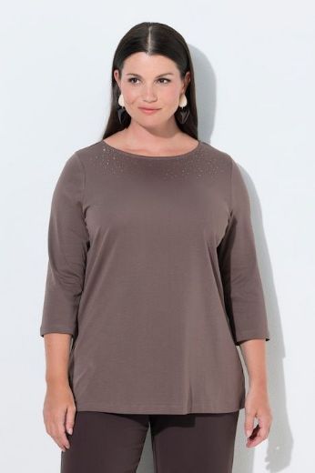 Moda za polnejše Majica 3/4 rukava lađa izreza s ukrasnim kamenčićima plus velikost, xxl, Ulla Popken in Johann Popken (JP1880)