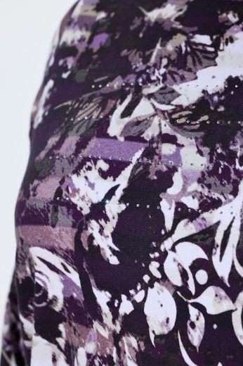 Moda za polnejše Majica 3/4 rukava lađa izreza s cvjetnim uzorkom i ukrasnim kamenčićima plus velikost, xxl, Ulla Popken in Johann Popken (JP1880)