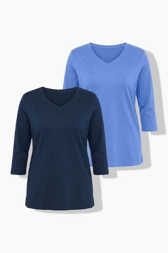 Moda za polnejše Majice 3/4 rukava 2 u paketu V izreza plus velikost, xxl, Ulla Popken in Johann Popken (JP1880)