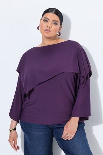 Moda za polnejše Pulover 3/4 rukava širokog kroja lađa izreza plus velikost, xxl, Ulla Popken in Johann Popken (JP1880)