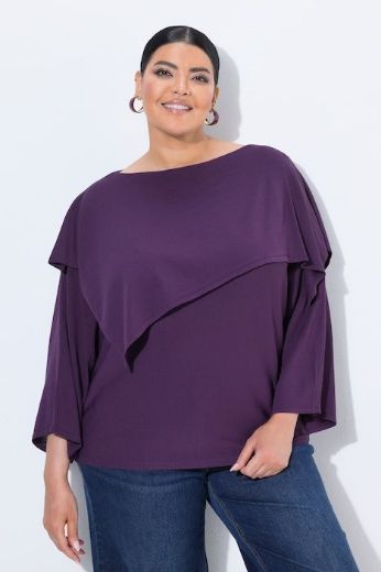 Moda za polnejše Pulover 3/4 rukava širokog kroja lađa izreza plus velikost, xxl, Ulla Popken in Johann Popken (JP1880)