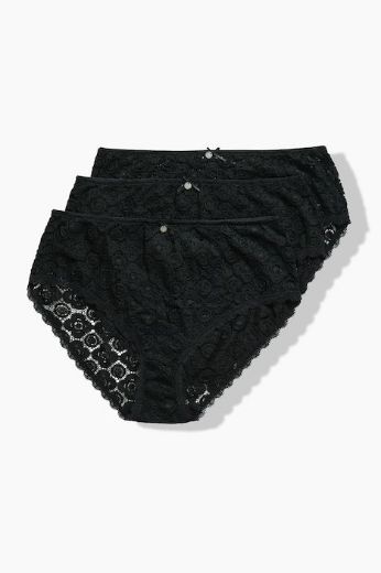 Moda za polnejše Gaćice midi čipkaste 3 u paketu plus velikost, xxl, Ulla Popken in Johann Popken (JP1880)