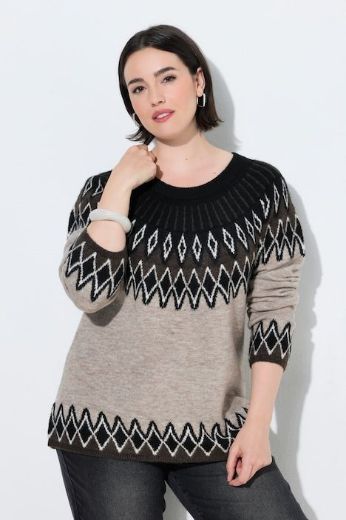 Moda za polnejše Pulover dugih rukava okruglog izreza s norveškim uzorkom plus velikost, xxl, Ulla Popken in Johann Popken (JP1880)