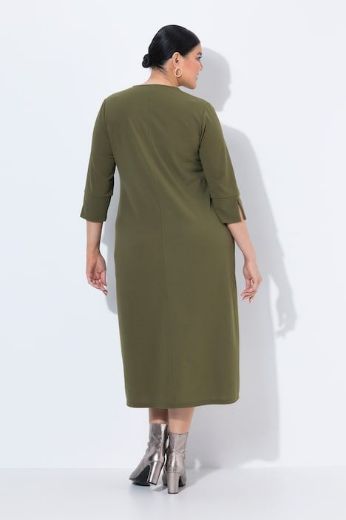 Moda za polnejše Haljina midi 3/4 rukava V izreza s džepovima plus velikost, xxl, Ulla Popken in Johann Popken (JP1880)