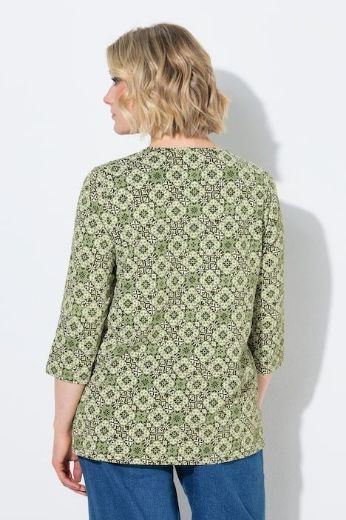 Moda za polnejše Majica 3/4 rukava A kroja V izreza s ukrasnim naborima plus velikost, xxl, Ulla Popken in Johann Popken (JP1880)