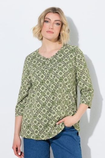 Moda za polnejše Majica 3/4 rukava A kroja V izreza s ukrasnim naborima plus velikost, xxl, Ulla Popken in Johann Popken (JP1880)