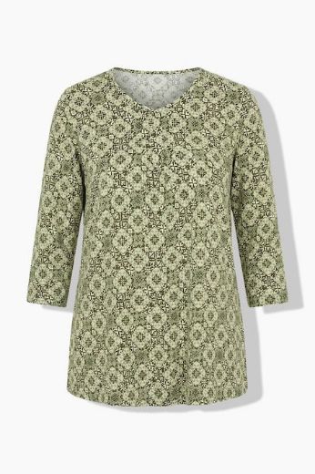 Moda za polnejše Majica 3/4 rukava A kroja V izreza s ukrasnim naborima plus velikost, xxl, Ulla Popken in Johann Popken (JP1880)