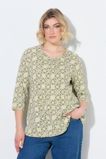 Moda za polnejše Majica 3/4 rukava A kroja V izreza s ukrasnim naborima plus velikost, xxl, Ulla Popken in Johann Popken (JP1880)