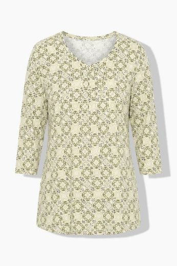 Moda za polnejše Majica 3/4 rukava A kroja V izreza s ukrasnim naborima plus velikost, xxl, Ulla Popken in Johann Popken (JP1880)