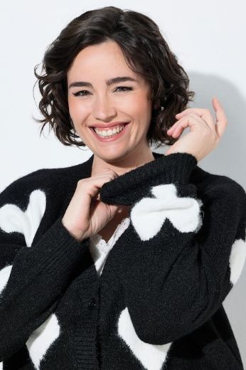 Moda za polnejše Kardigan dugih rukava širokog kroja V izreza s motivom srca plus velikost, xxl, Ulla Popken in Johann Popken (JP1880)