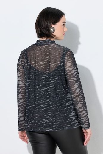 Moda za polnejše Majica mrežasta  dugih rukava s povišenim ovratnikom i zebra uzorkom plus velikost, xxl, Ulla Popken in Johann Popken (JP1880)