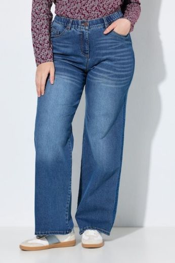 Moda za polnejše Traperice širokih ravnih nogavica s udobnim strukom plus velikost, xxl, Ulla Popken in Johann Popken (JP1880)