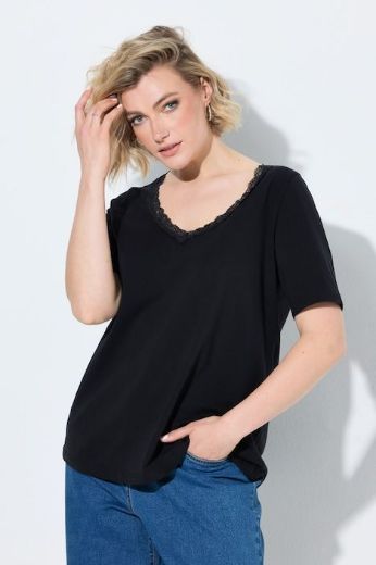 Moda za polnejše Majica kratkih rukava V izreza s čipkastim obrubom plus velikost, xxl, Ulla Popken in Johann Popken (JP1880)