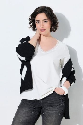 Moda za polnejše Majica kratkih rukava V izreza s čipkastim obrubom plus velikost, xxl, Ulla Popken in Johann Popken (JP1880)