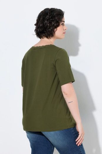Moda za polnejše Majica kratkih rukava V izreza s čipkastim obrubom plus velikost, xxl, Ulla Popken in Johann Popken (JP1880)
