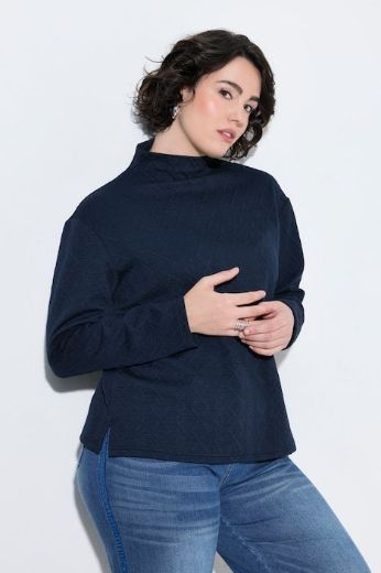 Moda za polnejše Majica dugih rukava s povišenim ovratnikom i pletenim uzorkom plus velikost, xxl, Ulla Popken in Johann Popken (JP1880)