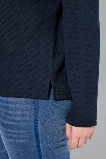 Moda za polnejše Majica dugih rukava s povišenim ovratnikom i pletenim uzorkom plus velikost, xxl, Ulla Popken in Johann Popken (JP1880)
