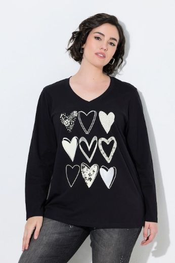 Moda za polnejše Majica dugih rukava s motivom srca plus velikost, xxl, Ulla Popken in Johann Popken (JP1880)