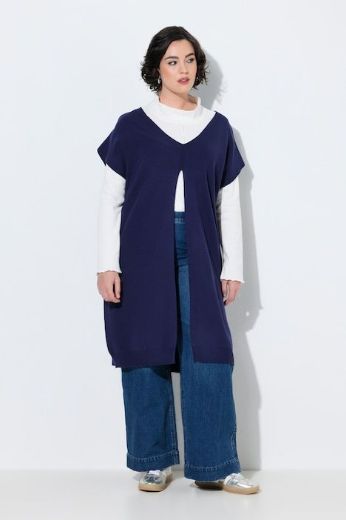 Moda za polnejše  Prsluk dugi pleteni A kroja V izreza plus velikost, xxl, Ulla Popken in Johann Popken (JP1880)