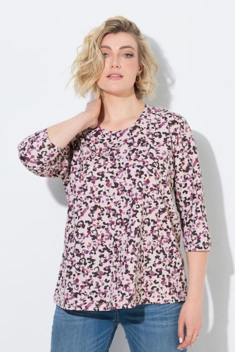 Moda za polnejše Majica 3/4 rukava A kroja okruglog izreza s leopard uzorkom plus velikost, xxl, Ulla Popken in Johann Popken (JP1880)