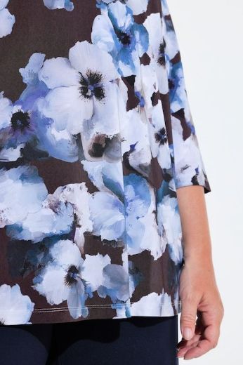 Moda za polnejše Majica 3/4 rukava A kroja V izreza s cvjetnim uzorkom plus velikost, xxl, Ulla Popken in Johann Popken (JP1880)