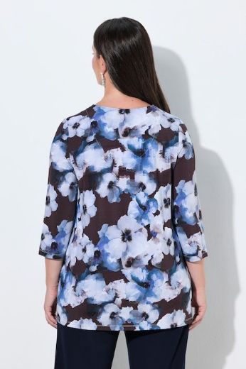 Moda za polnejše Majica 3/4 rukava A kroja V izreza s cvjetnim uzorkom plus velikost, xxl, Ulla Popken in Johann Popken (JP1880)