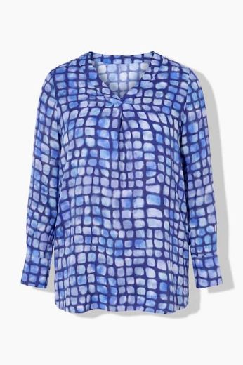 Moda za polnejše Bluza dugih rukava od satena karirana plus velikost, xxl, Ulla Popken in Johann Popken (JP1880)