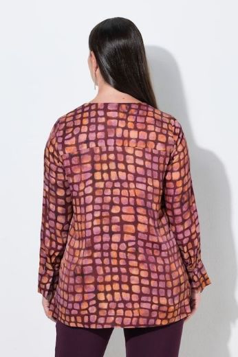 Moda za polnejše Bluza dugih rukava od satena karirana plus velikost, xxl, Ulla Popken in Johann Popken (JP1880)