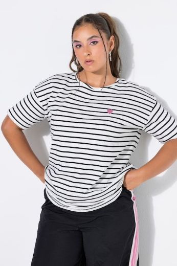 Moda za polnejše Majica kratkih rukava šireg kroja prugasta plus velikost, xxl, Ulla Popken in Johann Popken (JP1880)