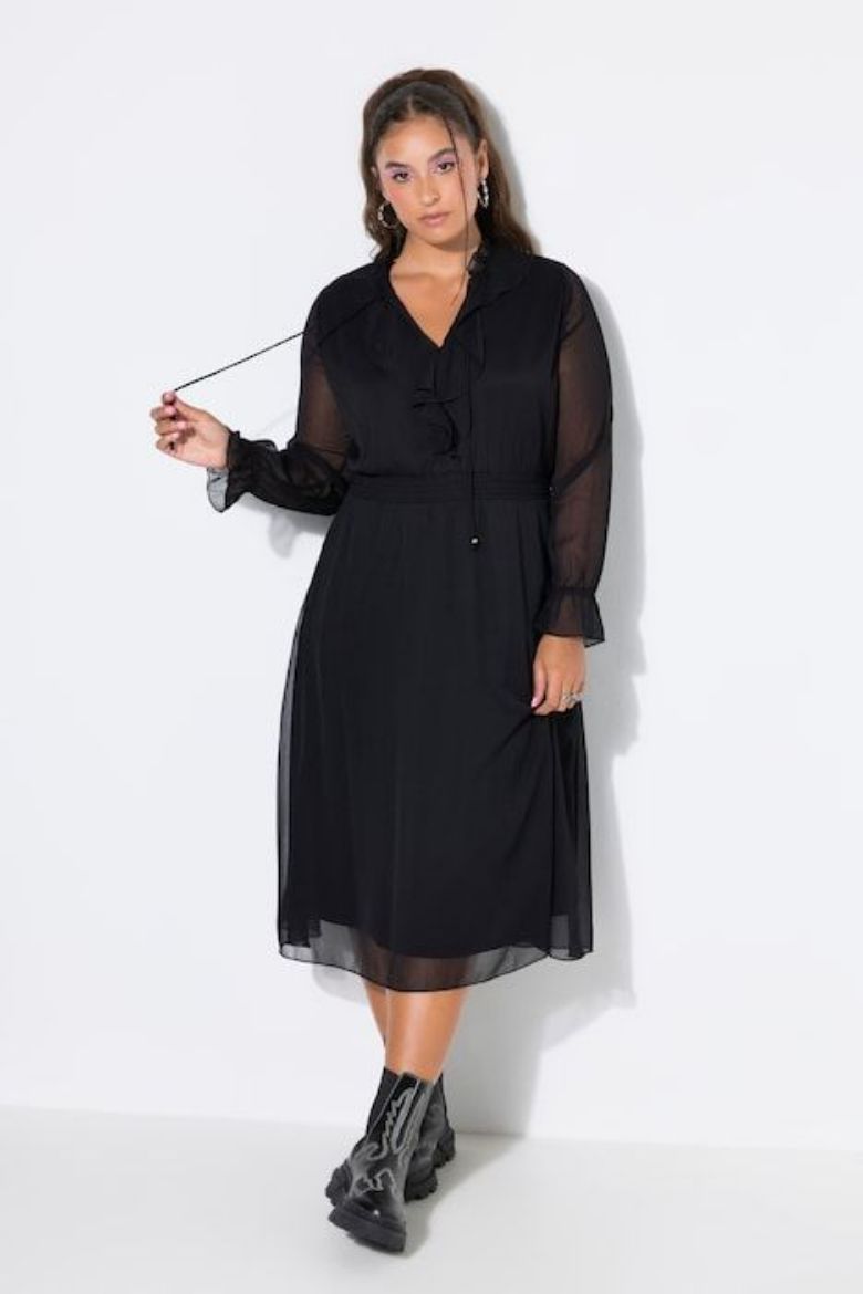 Moda za polnejše Haljina maxi dugih rukava A kroja plus velikost, xxl, Ulla Popken in Johann Popken (JP1880)