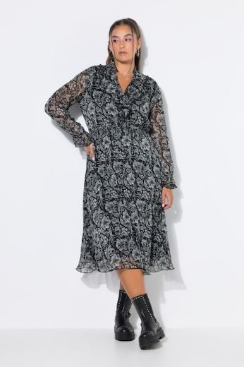 Moda za polnejše Haljina midi A kroja dugih rukava plus velikost, xxl, Ulla Popken in Johann Popken (JP1880)