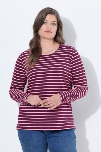Moda za polnejše Majica dugih rukava na pruge plus velikost, xxl, Ulla Popken in Johann Popken (JP1880)