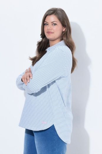 Moda za polnejše Majica dugih rukana na pruge plus velikost, xxl, Ulla Popken in Johann Popken (JP1880)