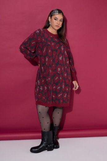 Moda za polnejše Haljina dugih rukava šireg kroja leo uzorka plus velikost, xxl, Ulla Popken in Johann Popken (JP1880)