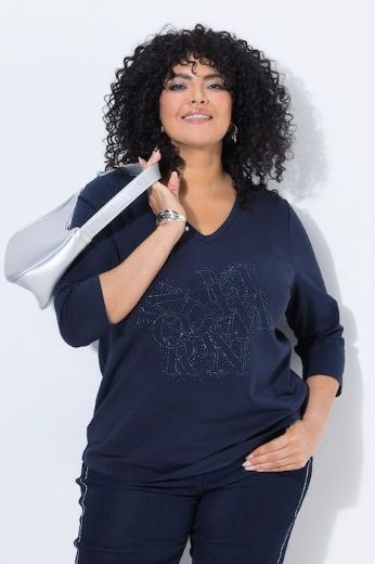 Moda za polnejše Majica 3/4 rukava V ovratnika plus velikost, xxl, Ulla Popken in Johann Popken (JP1880)