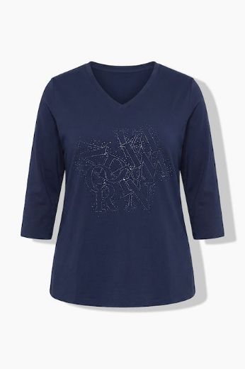 Moda za polnejše Majica 3/4 rukava V ovratnika plus velikost, xxl, Ulla Popken in Johann Popken (JP1880)