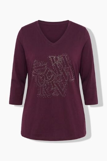 Moda za polnejše Majica 3/4 rukava V ovratnika plus velikost, xxl, Ulla Popken in Johann Popken (JP1880)