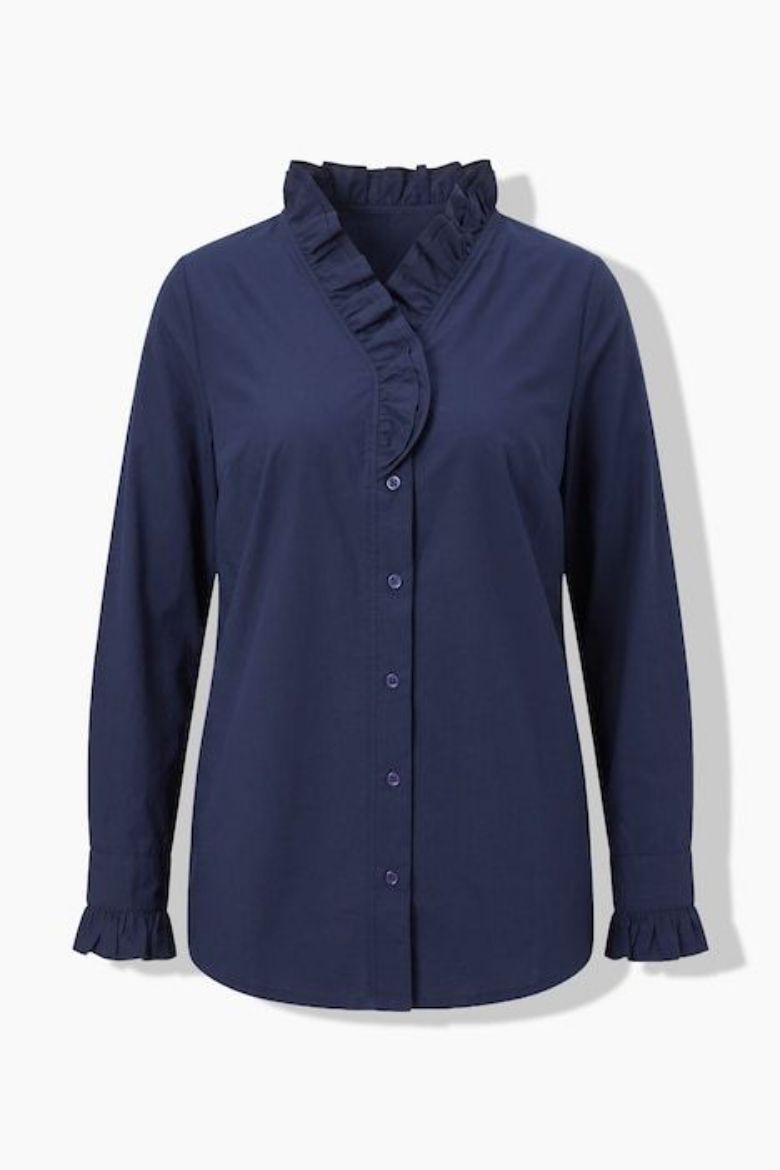Moda za polnejše Bluza s volanom na ovratniku plus velikost, xxl, Ulla Popken in Johann Popken (JP1880)