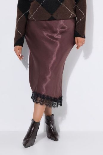 Moda za polnejše Suknja satenska s dodatkom ukrasne čipke plus velikost, xxl, Ulla Popken in Johann Popken (JP1880)