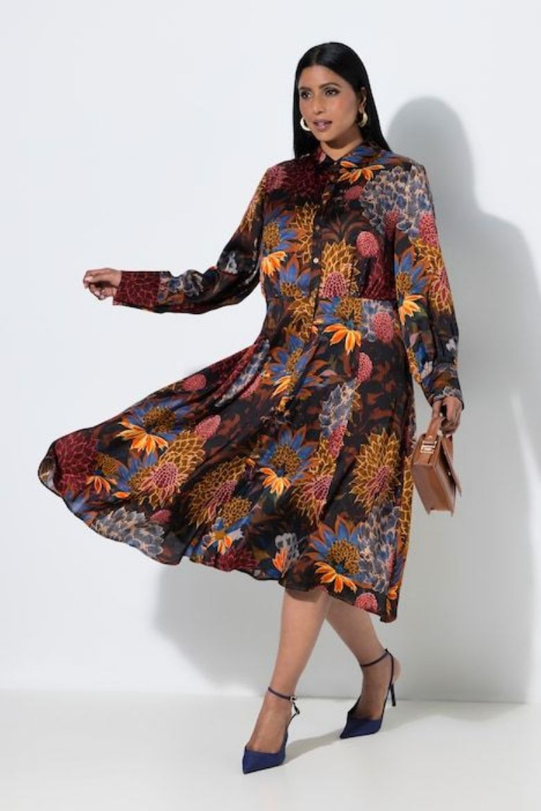 Moda za polnejše Haljina midi dugih rukava plus velikost, xxl, Ulla Popken in Johann Popken (JP1880)