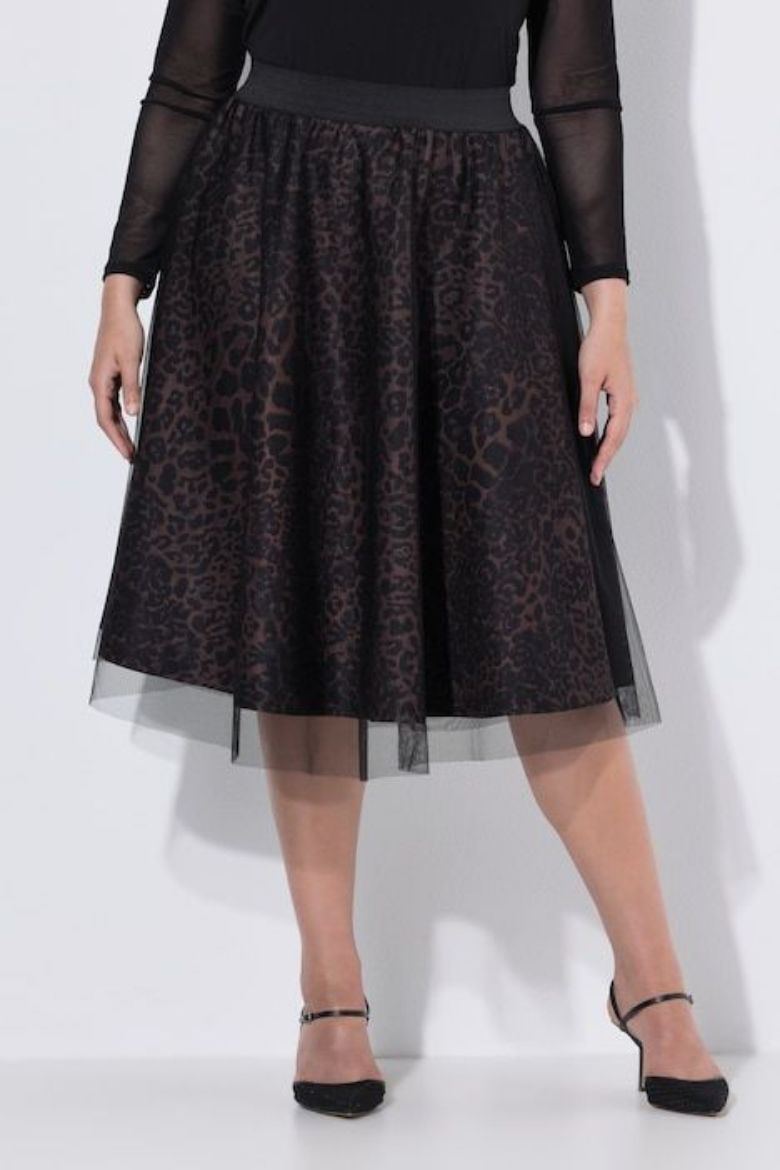 Moda za polnejše Suknja midi leopard uzorka plus velikost, xxl, Ulla Popken in Johann Popken (JP1880)