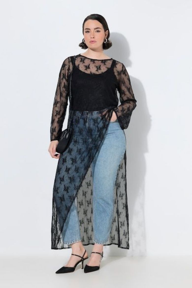 Moda za polnejše Haljina maxi od prozirne čipke plus velikost, xxl, Ulla Popken in Johann Popken (JP1880)