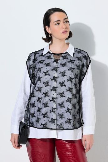 Moda za polnejše Prsluk od prozirne čipke plus velikost, xxl, Ulla Popken in Johann Popken (JP1880)