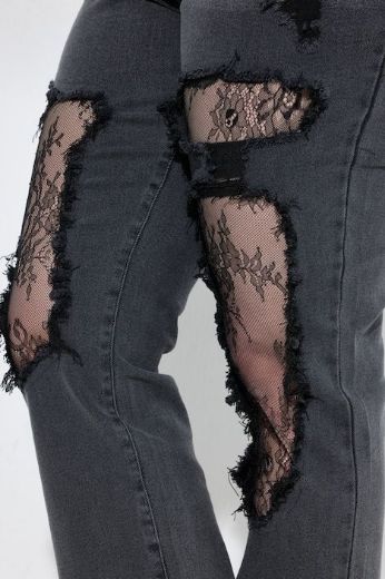 Moda za polnejše Traperice ravnih nogavica s dodatkom čipke plus velikost, xxl, Ulla Popken in Johann Popken (JP1880)