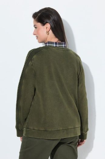 Moda za polnejše Majica dugih rukava s pletenim detaljima plus velikost, xxl, Ulla Popken in Johann Popken (JP1880)