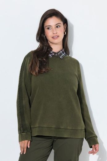 Moda za polnejše Majica dugih rukava s pletenim detaljima plus velikost, xxl, Ulla Popken in Johann Popken (JP1880)