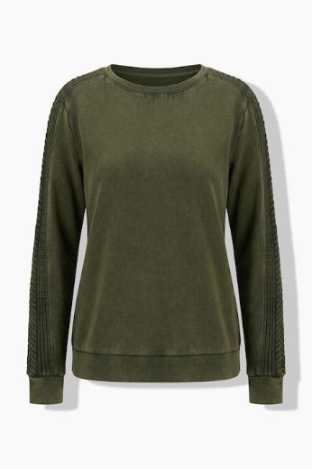 Moda za polnejše Majica dugih rukava s pletenim detaljima plus velikost, xxl, Ulla Popken in Johann Popken (JP1880)