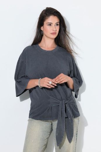 Moda za polnejše Majica kratkih rukava s trakom na vezanje plus velikost, xxl, Ulla Popken in Johann Popken (JP1880)