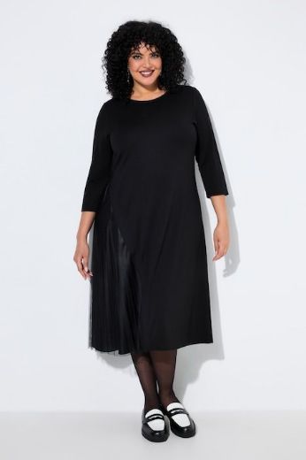 Moda za polnejše Haljina midi 3/4 rukava s plisiranim detaljem plus velikost, xxl, Ulla Popken in Johann Popken (JP1880)